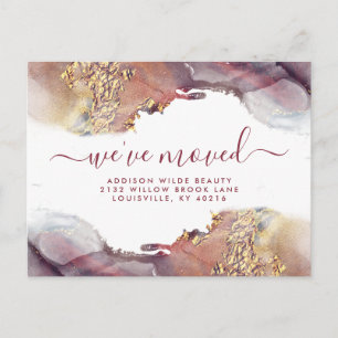 Carte Postale Faire-part Annonce de déménagement à l'encre aquarelle violet