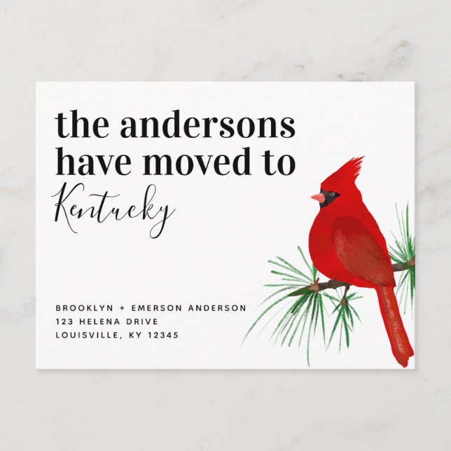 Carte Postale Faire-part Annonce de déménagement Cardinal Kentucky (Devant)
