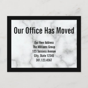 Carte Postale Faire-part Annonce de déménagement de bureau en faux marbre b