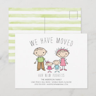Carte Postale Faire-part Annonce de déménagement de famille de bonhommes al