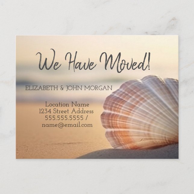 Carte Postale Faire-part Annonce de déménagement de Sunset Beach Seashell  (Devant)