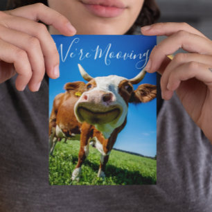 Carte Postale Faire-part Annonce de déménagement drôle vache Mooving