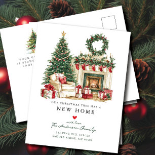 Carte Postale Faire-part Annonce de déménagement pour un Noël confortable