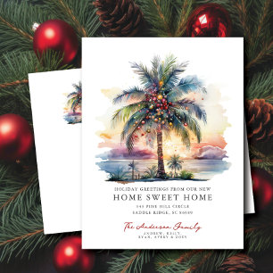 Carte Postale Faire-part Annonce de déménagement pour un Noël tropical