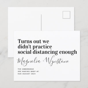 Carte Postale Faire-part Annonce de grossesse drôle de distanciation social