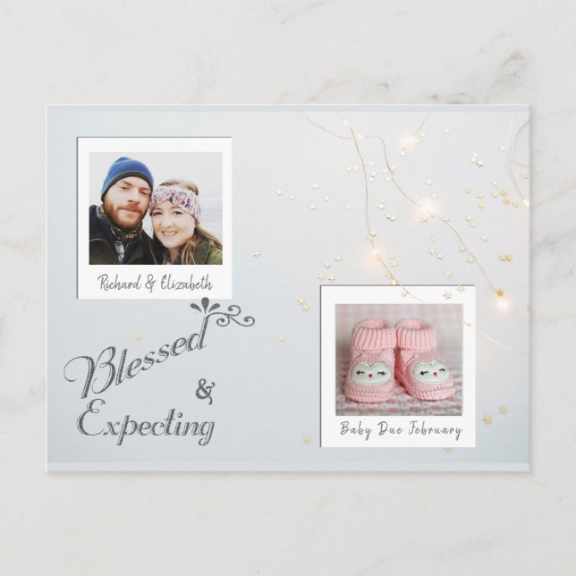 Carte Postale Faire-part Annonce de grossesse pour Noël en photo moderne (Devant)
