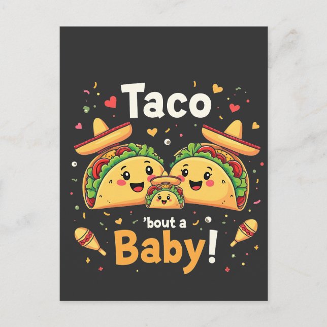 Carte Postale Faire-part Annonce de grossesse : Taco Bout a Baby  (Devant)