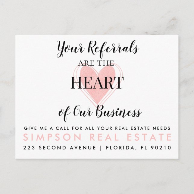 Carte Postale Faire-part Annonce de la Saint-Valentin pour l'immobilier (Devant)