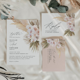 Carte Postale Faire-part Annonce de mariage moderne bohème à l'orchidée d'h