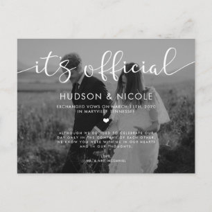 Carte Postale Faire-part Annonce de mariage par photo de mariage en fuite o