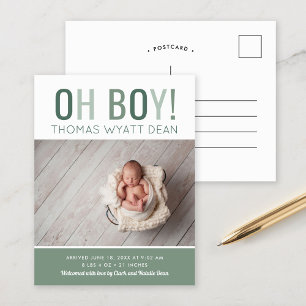 Carte Postale Faire-part Annonce de naissance Oh Boy Photo