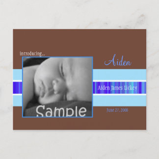 Carte Postale Faire-part Annonce de naissance Ruban Bleu