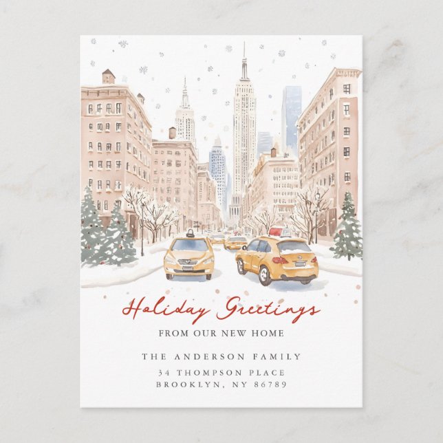 Carte Postale Faire-part Annonce de nouvelle adresse de Noël en ville (Devant)