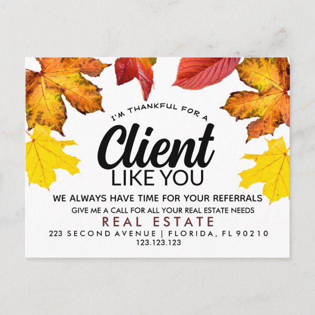 Carte Postale Faire-part Annonce de recommandations de biens immobiliers d' (Devant)