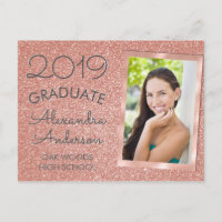 Annonce de remise de diplôme avec strass et rose g