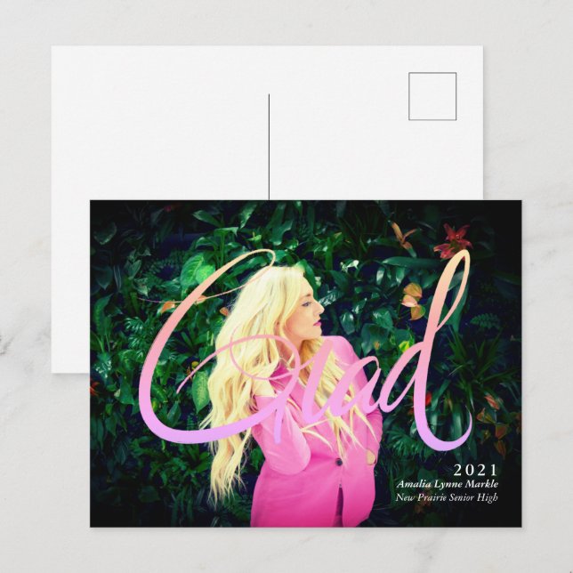 Carte Postale Faire-part Annonce de remise de diplôme avec superposition né (Devant / Derrière)