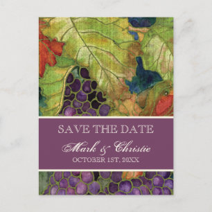 Carte Postale Faire-part Annonce de sauvegarde de date Feuille de vigne d'a