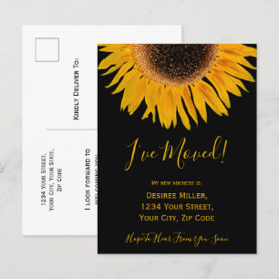 Carte Postale Faire-part Annonce de tournesol noir jaune déplacé