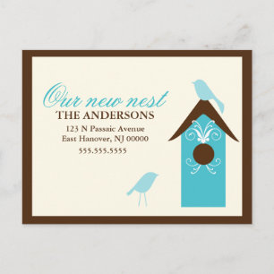 Carte Postale Faire-part Annonces de déménagement de nids d'oiseaux