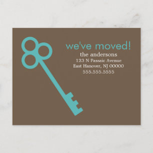 Carte Postale Faire-part Annonces de déplacement de clé Aqua Skeleton