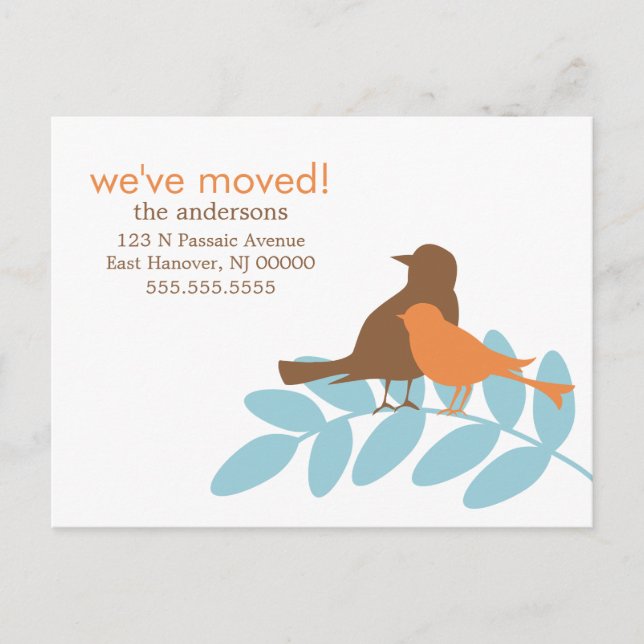 Carte Postale Faire-part Annonces de nouvel adresse d'oiseaux d'automne (Devant)