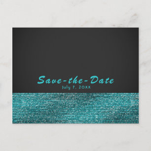 Carte Postale Faire-part Aqua Blue & Grey Modern Glam Sequins Enregistrer l