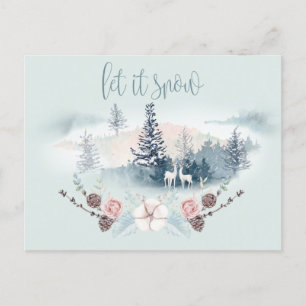 Carte Postale Faire-part Aquarelle Bois Deer
