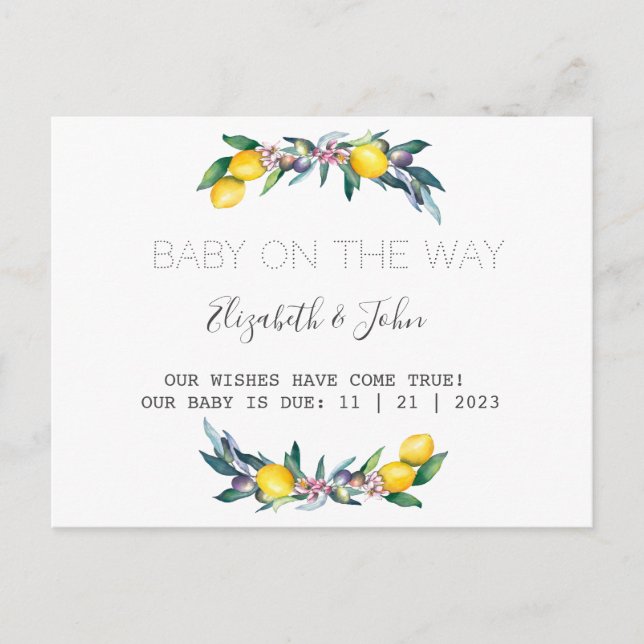 Carte Postale Faire-part Aquarelle Citrons Olives (Devant)