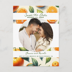 Carte Postale Faire-part Aquarelle Citrus Orange Feuilles Enregistrer la da