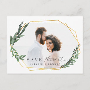 Carte Postale Faire-part aquarelle feuillu floral enregistrer la date