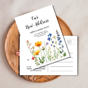 Carte Postale Faire-part Aquarelle Fleurs Sauvages   Nous avons déménagé Ch