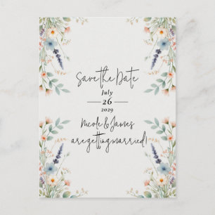 Carte Postale Faire-part Aquarelle Floral Fleur sauvage Ressort Enregistrer