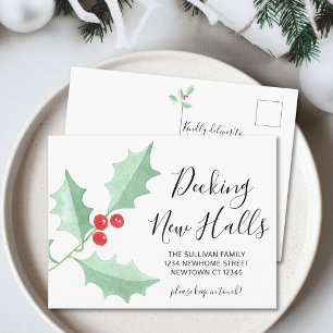 Carte Postale Faire-part Aquarelle Holly Décoration de Nouveaux Couloirs An