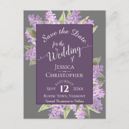 Carte Postale Faire-part Aquarelle Lilacs Boho Wedding Enregistrer la date 