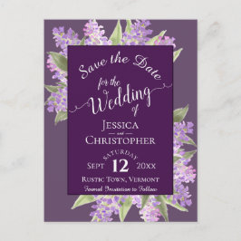 Carte Postale Faire-part Aquarelle Lilacs Mariage Enregistrer la date Purpl