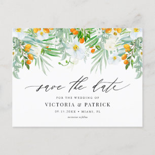 Carte Postale Faire-part Aquarelle Orchidées blanches & Kumquats Enregistre