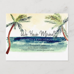 Carte Postale Faire-part Aquarelle Palmier de plage frais en mouvement
