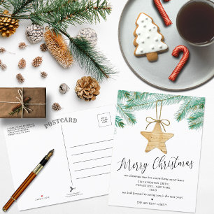 Carte Postale Faire-part Aquarelle Pine Boughs Arbre de Noël Nouveau Accuei