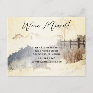 Carte Postale Faire-part Aquarelle Rustique Sarcelle Jaune Nous Avons Démén