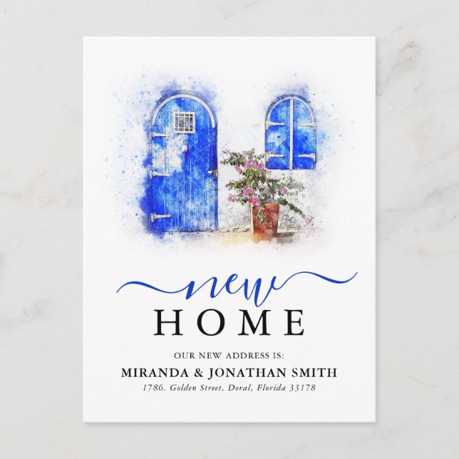 Carte Postale Faire-part Aquarelle simple Déplacement Nouvelle adresse (Devant)
