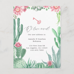 Carte Postale Faire-part Aquarelle Succulente Nouvelle adresse