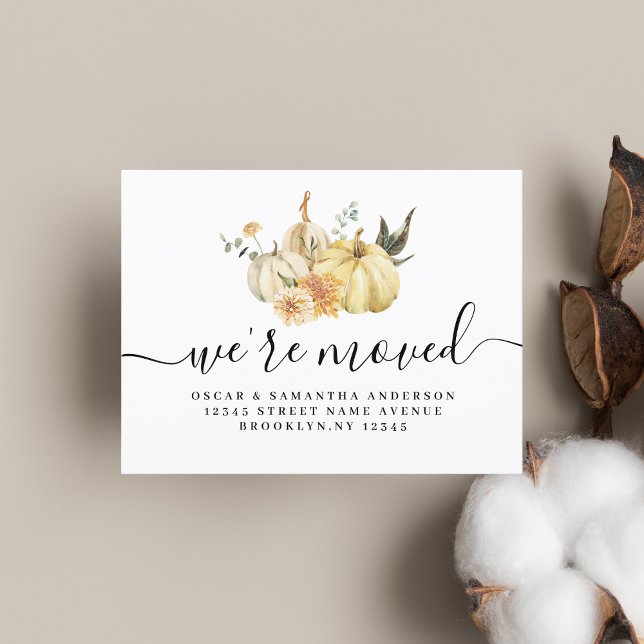 Carte Postale Faire-part Aquarelle tendance d'automne Citrouille et fleurs (Créateur téléchargé)