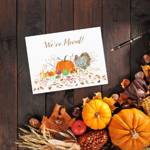 Carte Postale Faire-part Aquarelle Thanksgiving Nous avons bougé
