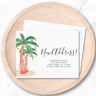 Carte Postale Faire-part Aquarelle tropicale Palmiers en mouvement
