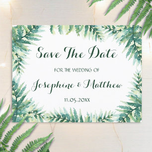 Carte Postale Faire-part Aquarelle vert Fern Enregistrer la date