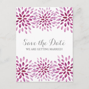 Carte Postale Faire-part Aquarelle violette Chrysanthemum Enregistrer la da