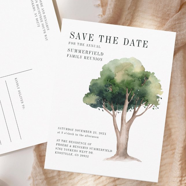 Carte Postale Faire-part Arborescence généalogique de la réunion de famille (Family Reunion Genealogy Tree Save the Date Announcement Postcard)