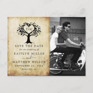 Carte Postale Faire-part Arbre à coeur rustique mariage photo enregistrer l