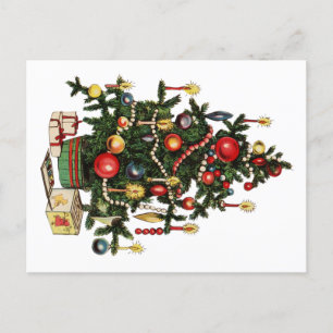 Carte Postale Faire-part Arbre de Noël décoré vintage