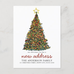 Carte Postale Faire-part Arbre de Noël moderne Nouvelle adresse Holiday Mov
